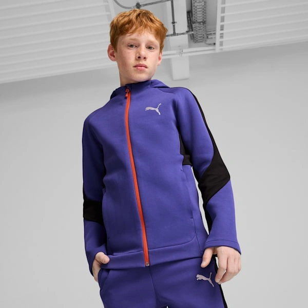 PUMA EVOSTRIPE Barn Hettegenser: Perfekt Komfort og Stil! Klar for lek og eventyr i alle årstider.